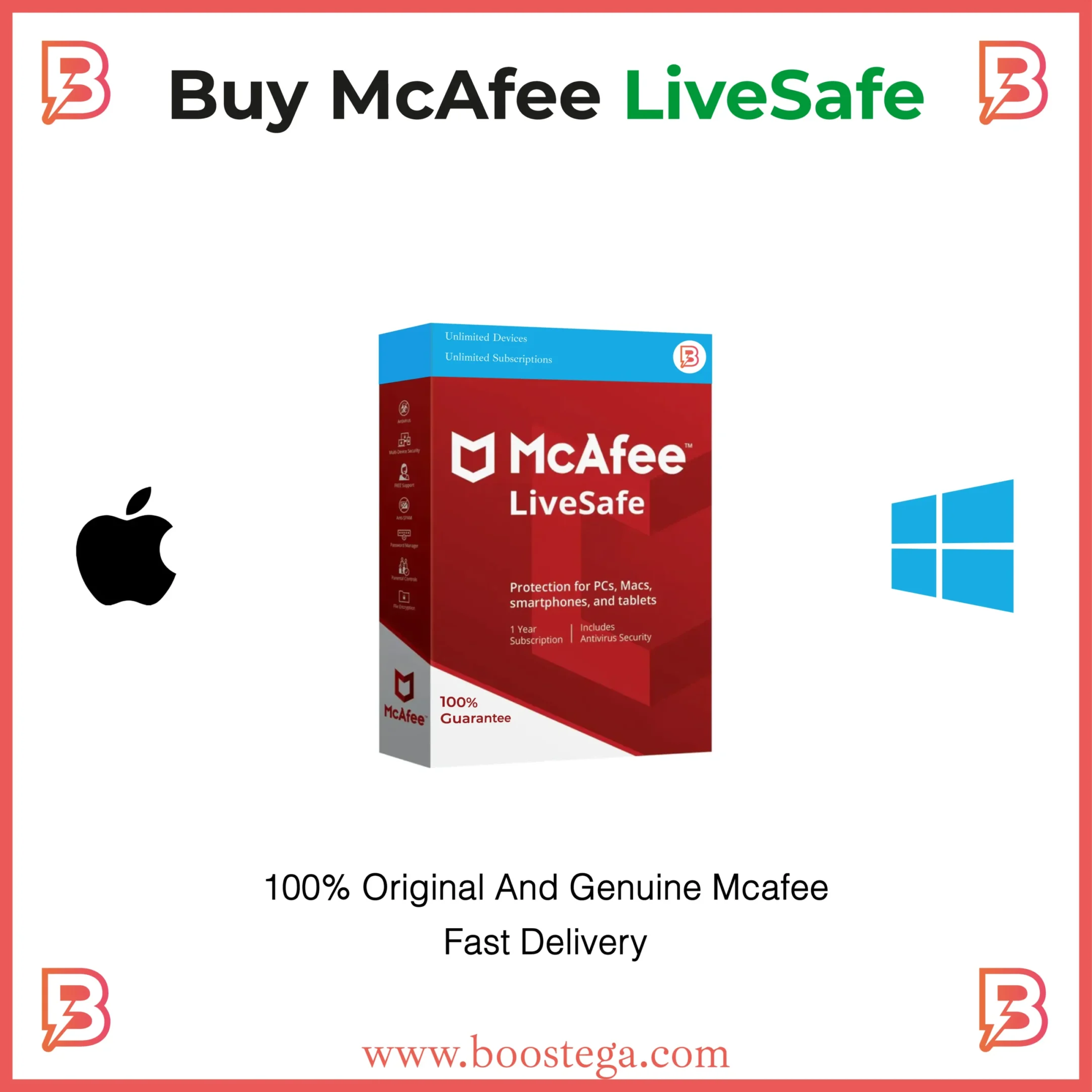 Buy mcafee livesafe by boostega